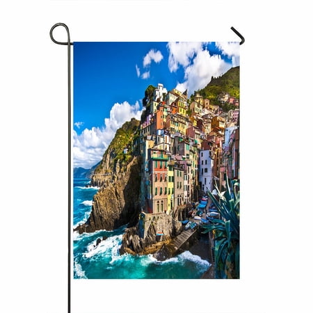 ABPHQTO Fisherman Village Dramatic Windy Weather Home Outdoor Garden Flag House Banner Size 28x40 Inch
