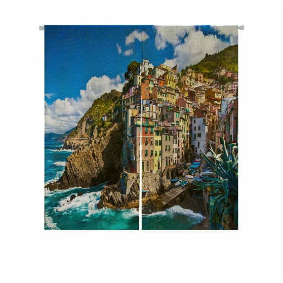 ABPHQTO Fisherman Village Dramatic Windy Weather Japanese Noren Curtain Doorway Door Window Treatment Curtains Cotton Linen Curtain 85x90 cm