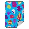 thumbnail image 1 of ABPHQTO Fishes Jellyfishes Marinesea Creatures Coral Reefs Fleece Blanket Fleece Back Throw Blanket 58x80inch, 1 of 1