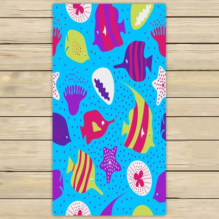 ABPHQTO Fishes Jellyfishes Marinesea Creatures Coral Reefs Towels,Beach Bath Pool Sprot Travel Hand Spa Towel 30x56 Inch