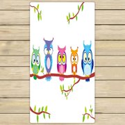 ABPHQTO Five Different Funny Owls Sitting On A Branch Towels,Beach Bath Pool Sprot Travel Hand Spa Towel 30x56 Inch