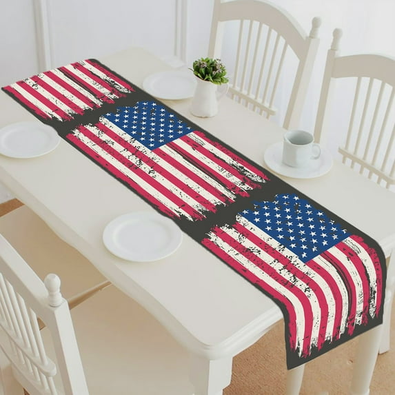 ABPHQTO Flag Of The United States Of America Us Flag Table Runner Placemat Tablecloth For Home Decor 16x72 Inch