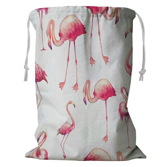 ABPHQTO Flamingo Storage Basket Laundry Bag with Drawstring 24x32 Inch