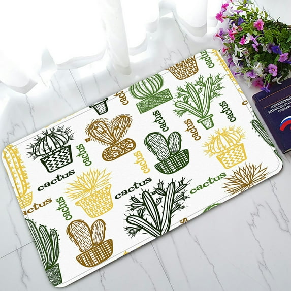 ABPHQTO Flat Succulent Plants Cactuses Pots Botanical Florals Doormat Entrance Rug Area Rug Floor Mat Home Decor 30x18 Inch