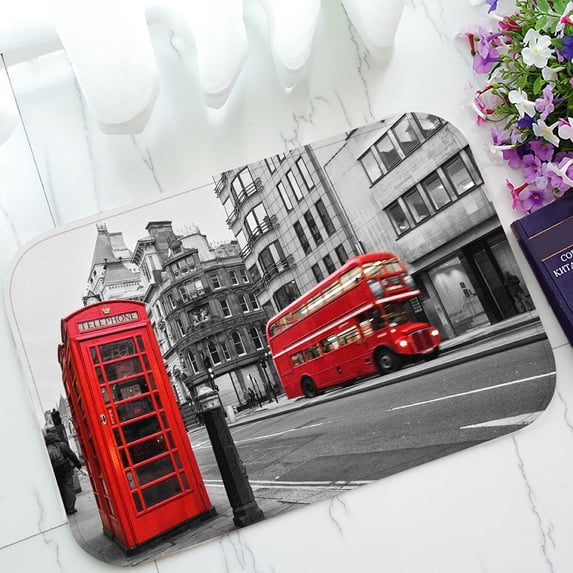 ABPHQTO Fleet Street London Uk Red Doormat Entrance Rug Area Rug Floor Mat Home Decor 23.5x16.7 Inch
