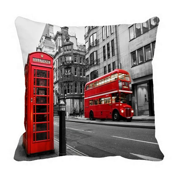ABPHQTO Fleet Street London Uk Red Pillow Case Pillow Cover Pillow Protector Two Sides For Couch Bed 16x16 Inch