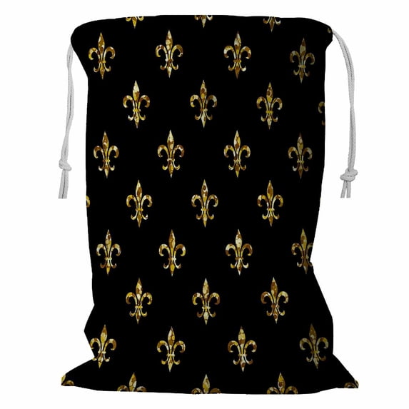ABPHQTO Fleur-De-Lis Pattern Storage Basket Laundry Bag with Drawstring 18x24 Inch