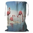 thumbnail image 1 of ABPHQTO Flock Of Pink Flamingos At The Beach Storage Basket Laundry Bag with Drawstring 24x32 Inch, 1 of 3
