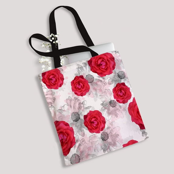 ABPHQTO Floral Grunge Flowers Canvas Bag Reusable Tote Grocery Shopping Bags Tote Bag 14x16 inch