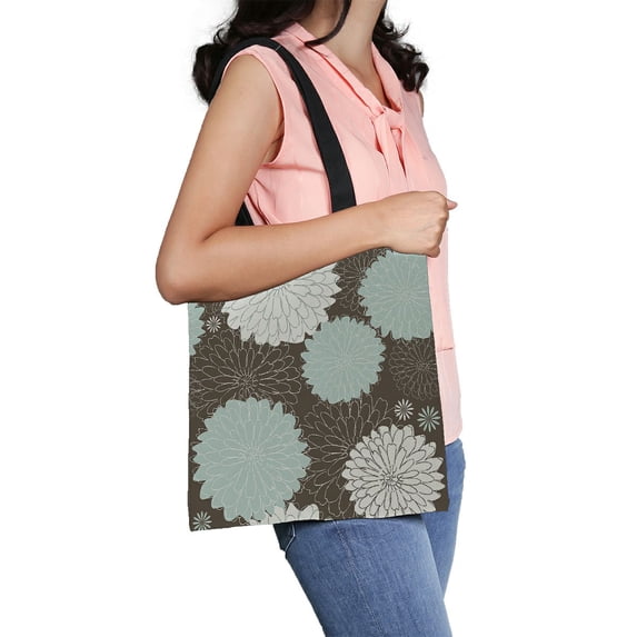 ABPHQTO Floral Pattern Canvas Bag Reusable Tote Grocery Shopping Bags Tote Bag 14x16 inch
