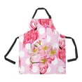 thumbnail image 1 of ABPHQTO Floral Pink Flamingos Tropical Flowers Polka Dot Apron Home Kitchen Apron with Pockets, 1 of 2