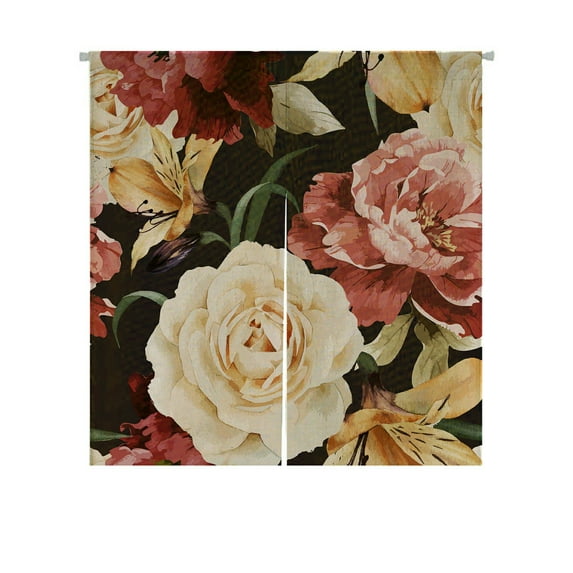 ABPHQTO Floral Roses Japanese Noren Curtain Doorway Door Window Treatment Curtains Cotton Linen Curtain 85x120 cm