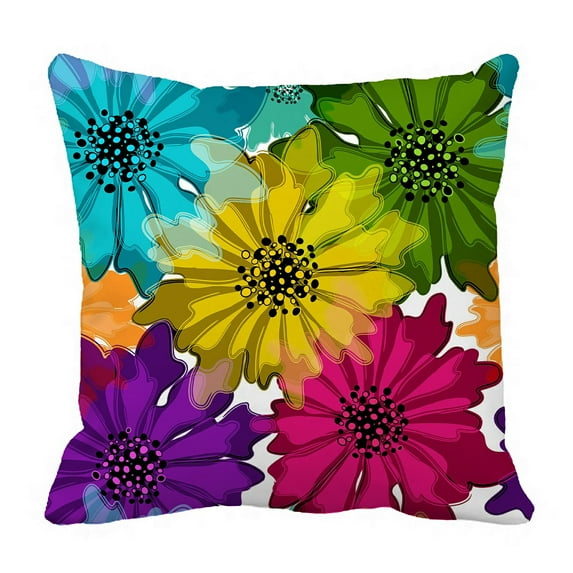 ABPHQTO Floral Spring Vivid Colorful Flowers Pillow Case Pillow Cover Pillow Protector Two Sides For Couch Bed 16x16 Inch