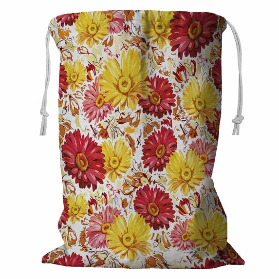 ABPHQTO Flower P Gerbera Storage Basket Laundry Bag with Drawstring 18x24 Inch