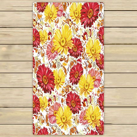 ABPHQTO Flower P Gerbera Towels Beach Bath Pool Sprot Travel Hand Spa Towel 30x56 Inch