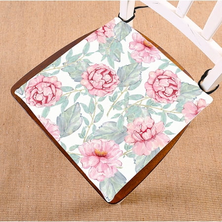 ABPHQTO Flower Pink Peony Leaves Floral Chair Pad Seat Cushion Chair Cushion Floor Cushion Two Sides Printing 20x20 Inch