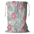 thumbnail image 1 of ABPHQTO Flower Pink Peony Leaves Floral Storage Basket Laundry Bag with Drawstring 18x24 Inch, 1 of 3