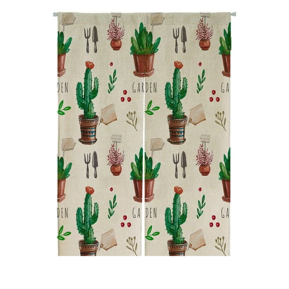 ABPHQTO Flower Pots Leaves Japanese Noren Curtain Doorway Door Window Treatment Curtains Cotton Linen Curtain 85x120 cm