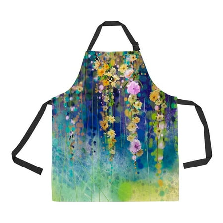 ABPHQTO Flowers Blue Green Color Ivy Flowers Tree Park Spring Apron Home Kitchen Apron with Pockets