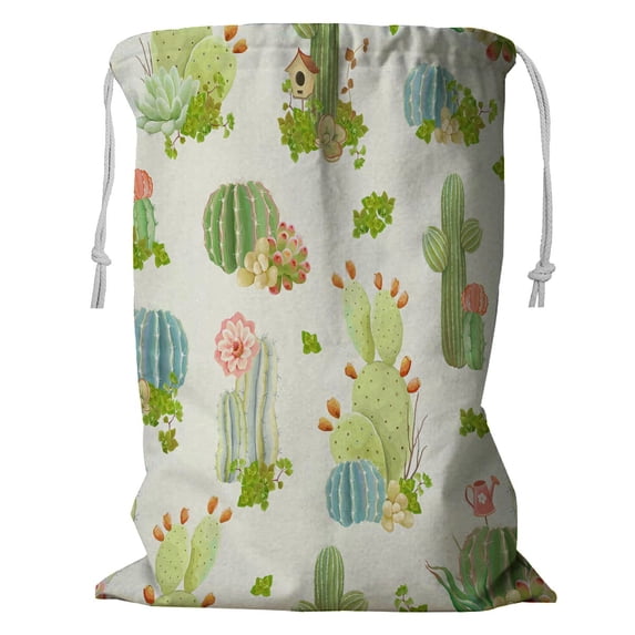ABPHQTO Flowers Cactus And Succulents Storage Basket Laundry Bag with Drawstring 24x32 Inch
