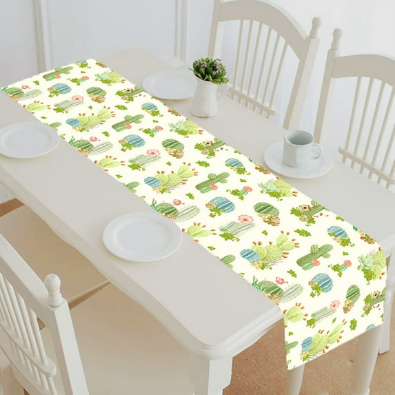 ABPHQTO Flowers Cactus And Succulents Table Runner Placemat Tablecloth For Home Decor 16x72 Inch