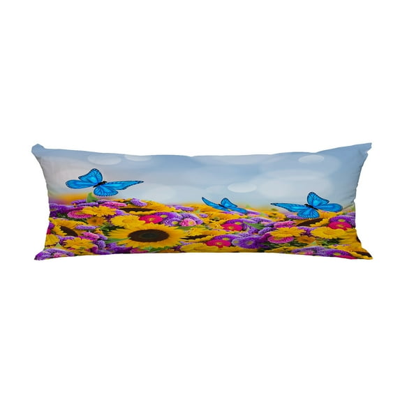 ABPHQTO Flowers Garden Sunflowers Asters Butterflies Body Pillow Covers Pillow Case Protector Pillowcase 20x60 Inch