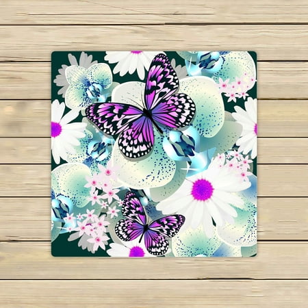 ABPHQTO Flowers Orchid Butterfly Towels,Beach Bath Pool Sprot Travel Hand Spa Towel 13x13 Inch