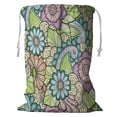 thumbnail image 1 of ABPHQTO Flowers Ornate Zentangle Flowers Floral Storage Basket Laundry Bag with Drawstring 24x32 Inch, 1 of 3