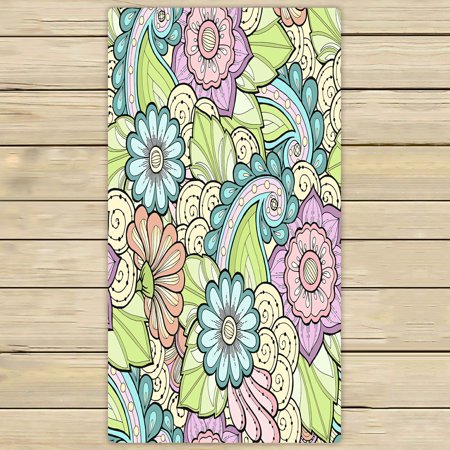 ABPHQTO Flowers Ornate Zentangle Flowers Floral Towels,Beach Bath Pool Sprot Travel Hand Spa Towel 30x56 Inch