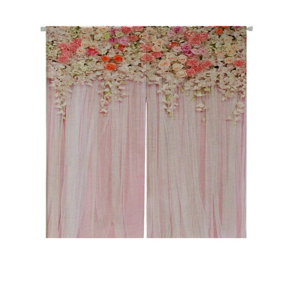 ABPHQTO Flowers Wedding Scene Japanese Noren Curtain Doorway Door Window Treatment Curtains Cotton Linen Curtain 105x120 cm
