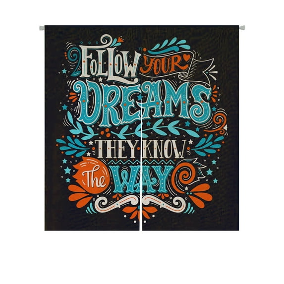 ABPHQTO Follow Your Dreams They Know The Way Japanese Noren Curtain Doorway Door Window Treatment Curtains Cotton Linen Curtain 105x120 cm