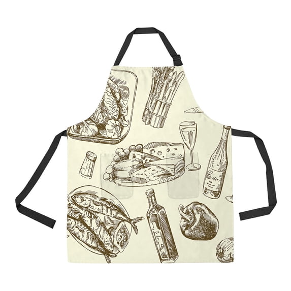 ABPHQTO Food Pattern Apron Home Kitchen Apron with Pockets