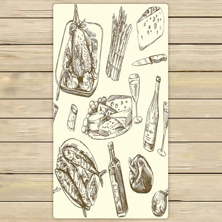 ABPHQTO Food Pattern Towels,Beach Bath Pool Sprot Travel Hand Spa Towel 30x56 Inch