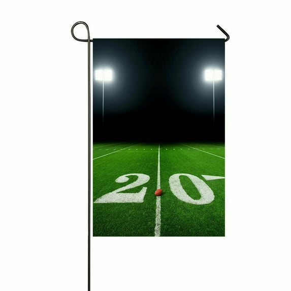 ABPHQTO Football Field Night Stadium Lights Home Outdoor Garden Flag House Banner Size 12x18 Inch