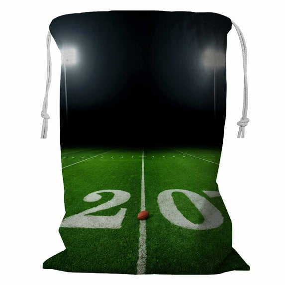 ABPHQTO Football Field Night Stadium Lights Storage Basket Laundry Bag with Drawstring 18x24 Inch