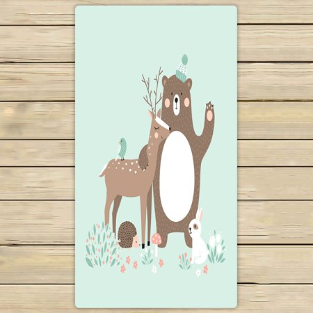 ABPHQTO Forest Animals Deer Bear Rabbit Hedgehog Bird Towels Beach Bath Pool Sprot Travel Hand Spa Towel 30x56 Inch