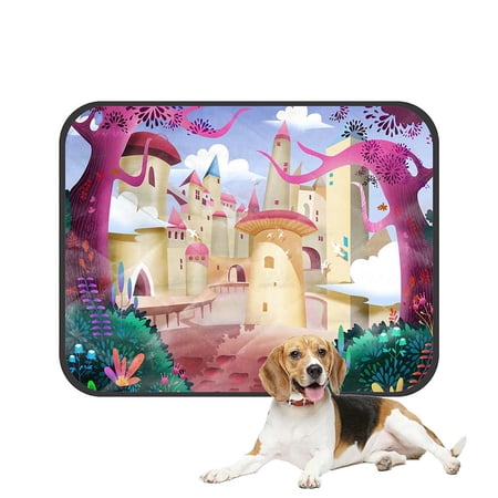 ABPHQTO Forest Castle Cartoon Artwork Scene Pet Dog Cat Bed Pee Pads Mat Cushion Potty Dogsblankets Crate Bed Kennel 28x36 inch