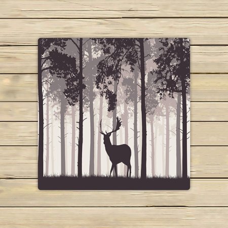 ABPHQTO Forest Retro Coniferous Fallow Deer Towels,Beach Bath Pool Sprot Travel Hand Spa Towel 13x13 Inch