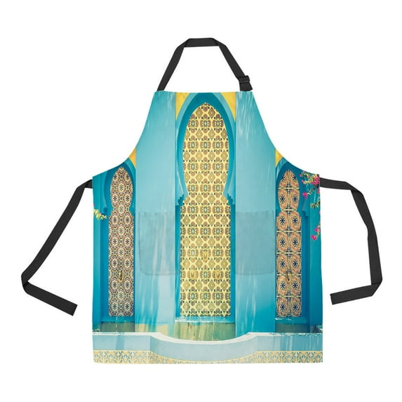 ABPHQTO Fountain Morocco Vintage Filter Apron Home Kitchen Apron with Pockets