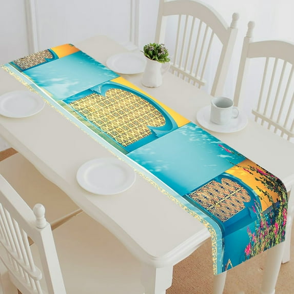 ABPHQTO Fountain Morocco Vintage Filter Table Runner Placemat Tablecloth For Home Decor 14x72 Inch