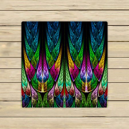 ABPHQTO Fractal Pattern In Stained Glass Style Towels Beach Bath Pool Sprot Travel Hand Spa Towel 13x13 Inch
