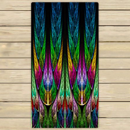 ABPHQTO Fractal Pattern In Stained Glass Style Towels Beach Bath Pool Sprot Travel Hand Spa Towel 30x56 Inch
