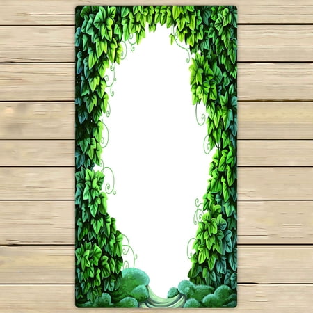 ABPHQTO Frame Enchanted Forest Green Ivy Moss White Towels,Beach Bath Pool Sprot Travel Hand Spa Towel 30x56 Inch
