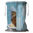 thumbnail image 1 of ABPHQTO Funny Cat Taking Bath Storage Basket Laundry Bag with Drawstring 18x24 Inch, 1 of 3