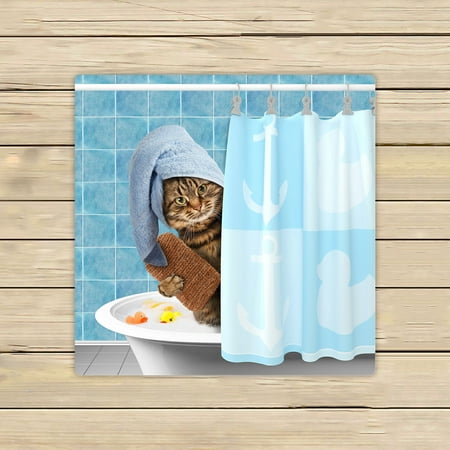 ABPHQTO Funny Cat Taking Bath Towels Beach Bath Pool Sprot Travel Hand Spa Towel 13x13 Inch