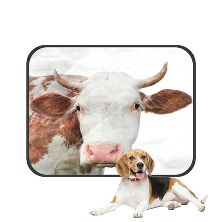 ABPHQTO Funny Cow Looking At The Camera Pet Dog Cat Bed Pee Pads Mat Cushion Potty Dogs Blankets Crate Bed Kennel 36x48 inch