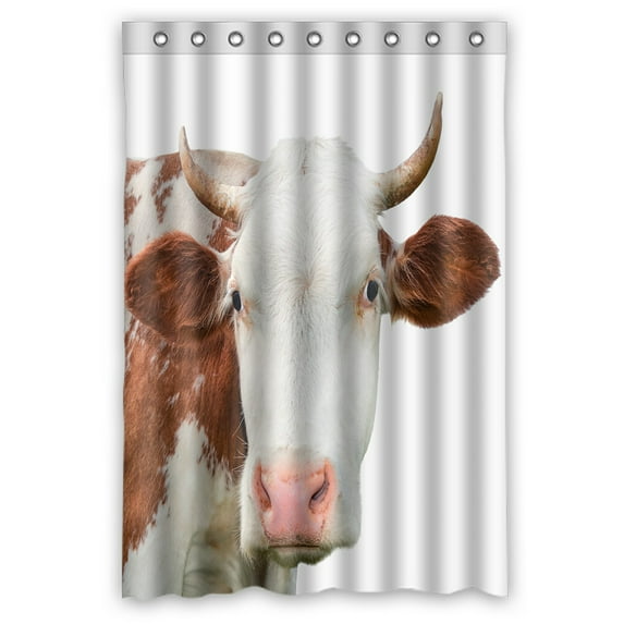 ABPHQTO Funny Cow Looking At The Camera Waterproof Polyester Shower Curtain and Hooks For Home Decor 48x72 Inch