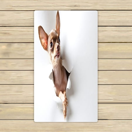 ABPHQTO Funny Little Dog On White Towels,Beach Bath Pool Sprot Travel Hand Spa Towel 16x28 Inch