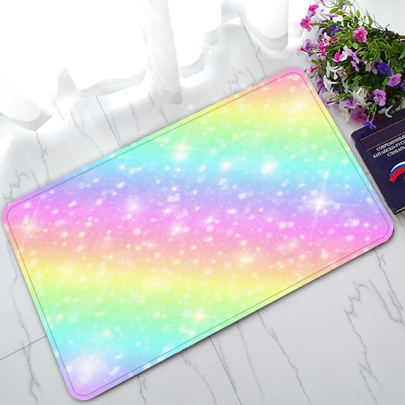 ABPHQTO Galaxy Fantasy Unicorn Rainbow Pastel Clouds Sky Doormat Entrance Rug Area Rug Floor Mat Home Decor 30x18 Inch
