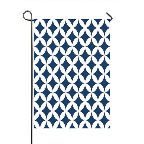 ABPHQTO Geometric Repeatable Blue White Circle Editable File Home Outdoor Garden Flag House Banner Size 28x40 Inch